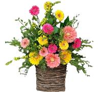 CashMuch Ghirlanda di vasi da fiori da appendere per porta o parete, decorazione per cesto a mezza luna, 40 x 40 cm, in plastica con formiche, colorata esposizione di fiori artificiali