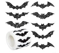 CashMuch Halloween Bat Ers Rotolo Nero Pipistrello Forma Impermeabile Decalcomanie Sparkly Self- Ers Per La Festa Di Halloween