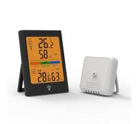CashMuch Iometro e termometro con stazione Wther, impermeabile, per esterni e interni, monitor di umidità della temperatura per casa e giardino, bianco/nero