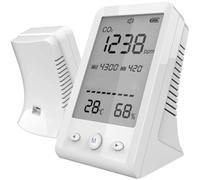 CashMuch Misuratore di CO2 con sensore di temperatura e umidità, monitor della qualità dell'aria interna con display LCD, sensore NDIR, portata 400-5000 ppm, ricaricabile tramite USB, batteria da 1600