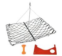 CashMuch Rete pieghevole per granchi con calibro rosso e clip per esca, in acciaio inox, per pesca con granchi, attrezzatura portatile per la cattura di aragoste (nero)