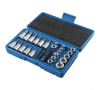 CashMuch Set di 34 chiavi a bussola Torx ed E-Security, attacco da 3/8" e 1/4", in acciaio al cromo vanadio, con punte T10-T60 ed E4-E20