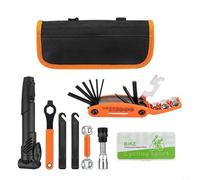 CashMuch Set di riparazione compatto per bicicletta con pompa per pneumatici, kit patch e multi-strumento per ciclismo su strada e montagna, strumenti di manutenzione in lega in borsa riflettente