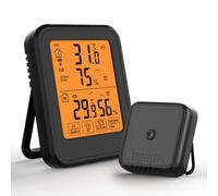 CashMuch Wther Ck, termometro di trasmissione con grande display digitale, monitor di umidità della temperatura interna ed esterna, design impermeabile, per giardino domestico, bianco/nero con