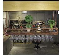 Casier à Vin, Casier à vin Porte-bouteille de vin vintage Verres à pied suspendus Gobelets en verre Étagère de rangement Plafond Métal Fer Affichage Organisateur Étagères ， for Home Bar Cuisine Décoratif (taille : 60x35cm)