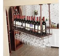 Casier à Vin, Casier à vin Suspendu au Plafond Porte-Bouteille de Vin ， Fer Champagne Verres à Pied Verres Étagère De Rangement Décoration Flottant Organisateur Étagères pour Bar Restaurant Cuisine (Size : 140cmx25cm(55x10inch))