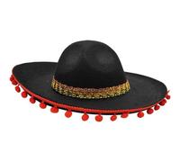 Casiler Cappello Sombrero Messicano Unisex - Tesa Larga con Bordo a Pompon, Cappello Matador Spagnolo in Feltro, Accessorio per Foto di Scena per Feste