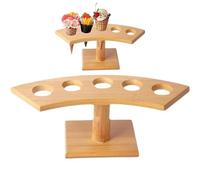Casiler Porta Cono in Legno, 5 Fori, Supporto per, Sushi, Roll, Espositore per Coni, Espositore per Cibo per Natale, Matrimonio, Compleanno, Festa