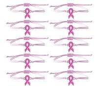 Casiler Set 10 Braccialetti Intrecciati Fatti a Mano per Consapevolezza del Cancro Seno, Braccialetti di Incoraggiamento Regolabili con Nastro Rosa per Donne E Ragazze