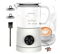 Montalatte elettrico e scaldalatte, 4 in 1, schiumalatte automatico per caldo e freddo, montalatte elettrico in vetro visivo, per caffè, latte, cappuccino, bianco
