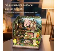 Casina, Modellino Di Casa In Legno Da Costruire Con Luci LED, Kit di Costruzione Creativo, Modello da Montare Collezionabile per Esposizione Scrivania Casa Scuola Ragazzi Ragazze
