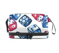 Casino Dices - Trousse per cosmetici a doppio strato, senza cuciture, per donne e ragazze, trousse da viaggio per trucchi, con scomparto per pennelli, Multi, 27x15x14 cm/10.6x5.9x5.5 in, Beauty case