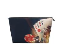 Casino Poker Chips Makeup Bag, Trousse Cosmetici Viaggio Toiletry Bag Make Up Bag per le donne, Borsa per il trucco in pelle, Carino sacchetto di trucco, Argento, Taglia unica
