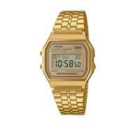 Casio A158WETG-9AEF Unisex Digital Watch - Gold-Tone Stainless Steel Band, LED Light, Stopwatch, Water Resistant