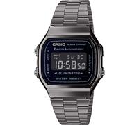Casio A168WEGG-1BEF Unisex Digital Watch - Black Ion-Plated Stainless Steel Band, Vintage Style