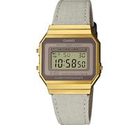 Casio A700WEGL-7AEF Unisex Digital Watch - Gold-Tone Case with Beige Cloth Strap