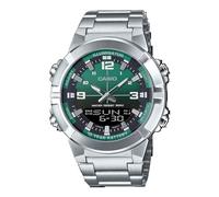 Casio AMW870DA-3AV Orologio da uomo in acciaio inossidabile quadrante verde analogico digitale doppio fuso orario