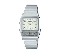 Casio AQ-800E-7A2EF Unisex Analog-Digital Watch - Stainless Steel Band, White Dial, Dual Time, Alarm, Water Resistant