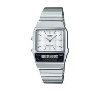 Casio AQ-800E-7AEF Men's Analog-Digital Watch - White Dial, Stainless Steel Bracelet