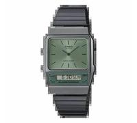 Casio AQ-800ECGG-3AEF Vintage Analog-Digital Watch - Green Dial, Gold Stainless Steel Bracelet