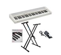 Casio Casiotone CT-S1 - Pianoforte portatile a 61 tasti con risposta al tocco, colore: bianco, con supporto regolabile per tastiera, pedale per pianoforte, libro di apprendimento e adesivi per tastiera (5 articoli)