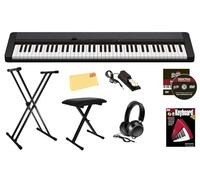 Casio Casiotone CT-S1 - Tastiera portatile a 76 tasti, con supporto regolabile, panca, pedale sustain, cuffie, pianoforte, DVD di istruzioni e panno per la pulizia Austin Bazaar