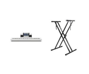 Casio CDP-S110BK Pianoforte digitale con 88 tasti pesati, bianco & Rockjam Xfinity Douproed Presunbled Keyboard Stand con cinghie di bloccaggio