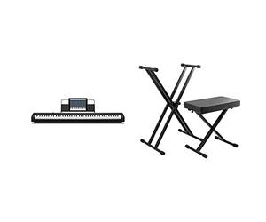Casio CDP-S110BKC5 Fully Weighted Hammer Action Digital Piano, Nero & Tiger Kap-Pk2 Set Supporto per Tastiera e Sgabello, per Pianoforte con Doppio Telaio A X
