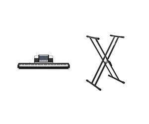 Casio CDP-S110BKC5 Fully Weighted Hammer Action Digital Piano, Nero & TIGER KYS14-BK Supporto per tastiere con doppio telaio a X - colore nero