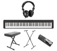 Casio CDP-S160 88-Key Compact Piano Keyboard with Touch Response, Black, Bundle with H&A Studio Headphones, Stand, Bench, Sustain Pedal