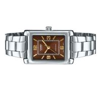 Casio LTP-1234DD-5A Orologio da donna rettangolare standard classico in acciaio inossidabile con quadrante bordeaux, Borgogna, classico