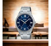 Casio MTP-V005D-2B5 Orologio analogico da uomo con quadrante romano blu in acciaio inossidabile standard