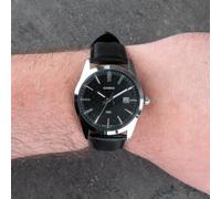 Casio Analog Cinturino in Pelle Quadrante Nero Quarzo MTP-VD03L-1A Orologio Uomo