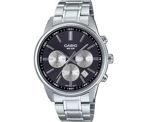 Casio Collection - Orologio Da Polso Da Uomo Al Quarzo Classico Bracciale E Cassa In Acciaio Inox Di Colore Grigio Quadrante Analogico Nero - MTP-E515D-1A