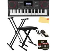 Casio CT-X5000 Keyboard Bundle with Adjustable Stand, Bench, Sustain Pedal, Online Lessons, Austin Bazaar Instructional DVD, and Polishing Cloth