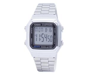 Casio Digital Grigio Quadrante Chrono Dual Time A178WA-1ADF WR Orologio da Uomo