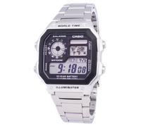 Casio Digitale World Time Argento Quadrante AE-1200WHD-1AVDF Orologio da uomo