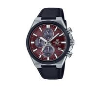 Casio Edifice EFS-S630BL-5AVUEF Men's Solar Chronograph Watch - Burgundy Dial, Black Leather Strap