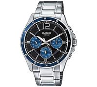 Casio Enticer Orologio analogico da uomo con quadrante nero, Argento, Catena