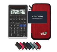 Casio fx-82 Solar II con Custodia Protettiva WYNGS inclusa Rosso - Calcolatrice Scientifica - Pacchetto Base