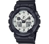 Casio G-shock Ga-100 - Orologio Da Polso Da Uomo Al Quarzo Sportivo Bracciale E Cassa In Resina Di Colore Nero Quadrante Analogico-digitale Bianco - GA-100WD-1AER