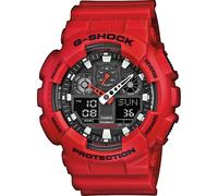 Casio G-SHOCK GA-100B-4AER Men's Analog-Digital Watch - Red Resin Band, 200M Water Resistance