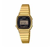 Casio LA-670WEGA-1EF Vintage Mini Digital Watch - Black Dial, Gold Stainless Steel Bracelet