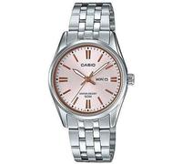 Casio LTP-1335D-4AVDF Women's Analog Watch - Silver Stainless Steel Band, Pink Dial