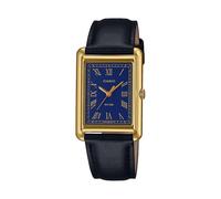 Casio LTP-B165GL-2BVEF Women's Analog Watch - 24.5mm Blue Dial, Gold-Tone Stainless Steel Case, Black Leather Strap