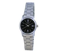 Casio LTP-V002D-1B3 Orologio da donna standard in acciaio inossidabile romano accentato quadrante nero con data