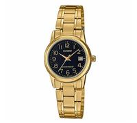 Casio LTP-V002G-1BUDF Women's Gold-Tone Analog Watch - Black Dial