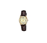 Casio #LTP-V002GL-9B Women's Gold Tone Leather Band Easy Reader Dial Date Watch
