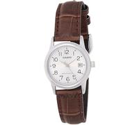 Casio LTP-V002L-7B2 Orologio analogico da donna con cinturino in pelle con numeri argentati e data