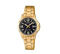 Casio LTP-V004G-1BUDF Women's Gold-Tone Analog Watch - Black Dial